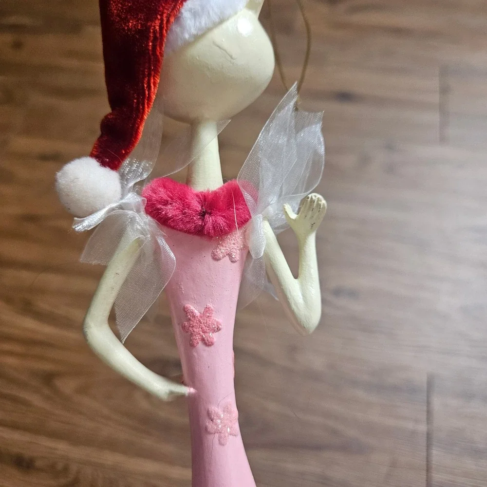 Vintage Glamour Kitty Cat Christmas Ornament Santa Hat Tutu Whimsical Holiday